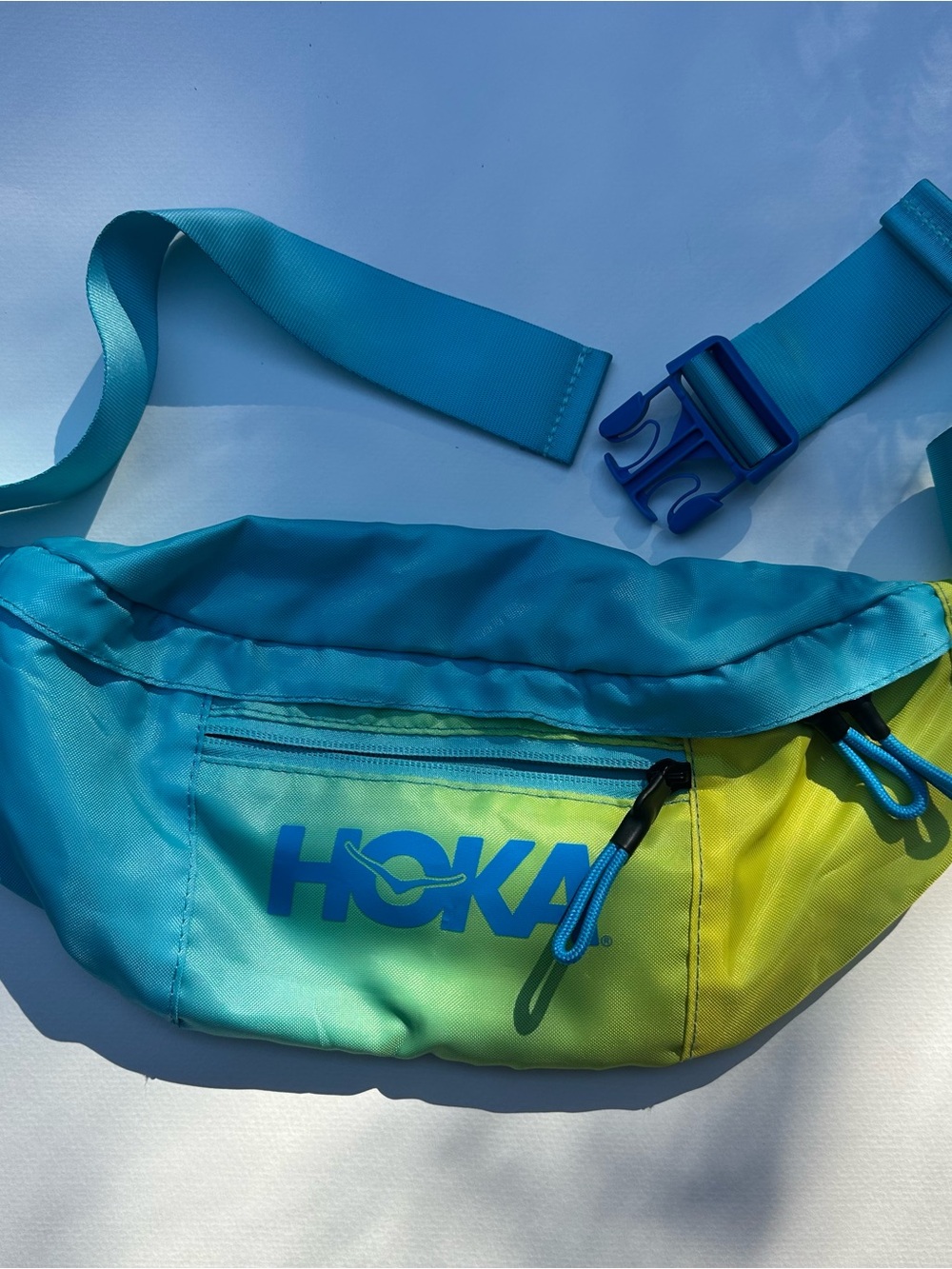 Hoka Running Belt Crossbody Bag - Teal to Lime